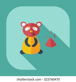 Flat modern design with shadow icons panda turd