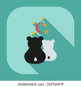 Flat modern design with shadow icons panda love