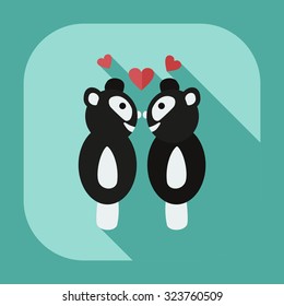 Flat modern design with shadow icons panda love