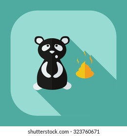Flat modern design with shadow icons panda turd