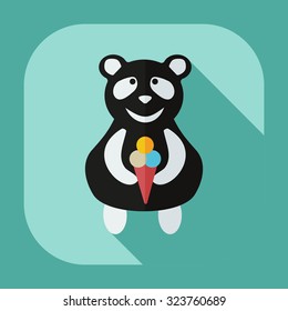 Flat modern design with shadow icons panda eating