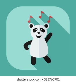 Flat modern design with shadow icons panda dances