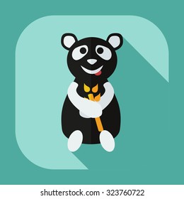Flat modern design with shadow icons panda eating