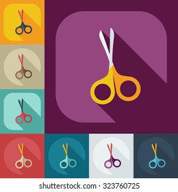 Flat modern design with shadow icons scissors