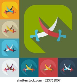 Flat modern design with shadow icons sword
