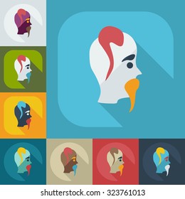 Flat modern design with shadow icons Kozak
