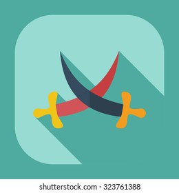 Flat modern design with shadow icons sword
