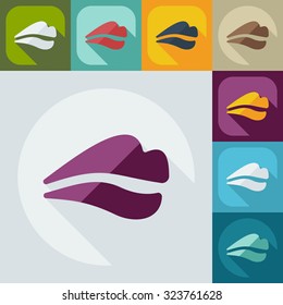 Flat modern design with shadow icons lips