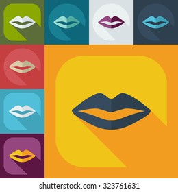 Flat modern design with shadow icons lips