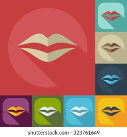 Flat modern design with shadow icons lips