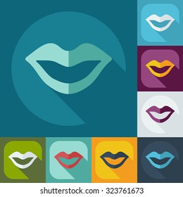 Flat modern design with shadow icons lips