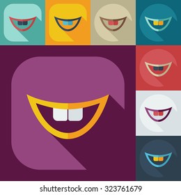 Flat modern design with shadow icons lips