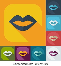 Flat modern design with shadow icons lips