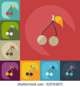 Flat modern design with shadow icons cherry