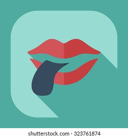 Flat modern design with shadow icons lips