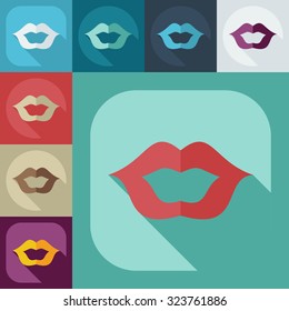 Flat modern design with shadow icons lips