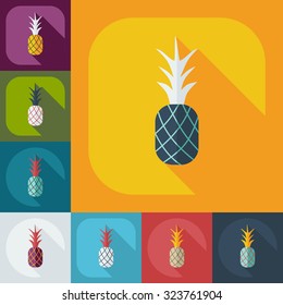 Flat modern design with shadow icons pineapple