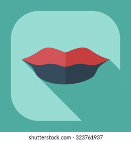 Flat modern design with shadow icons lips