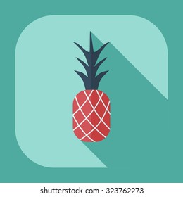 Flat modern design with shadow icons pineapple