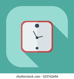 Flat modern design with shadow icons clock