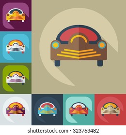 Flat modern design with shadow icons car