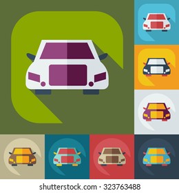 Flat modern design with shadow icons car