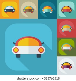 Flat modern design with shadow icons car
