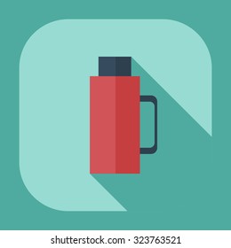 Flat modern design with shadow icons thermos