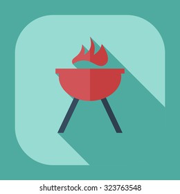 Flat modern design with shadow icons barbecue