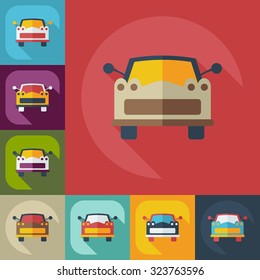 Flat modern design with shadow icons car