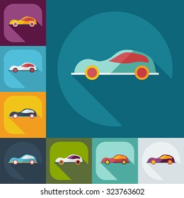 Flat modern design with shadow icons car