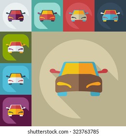 Flat modern design with shadow icons car