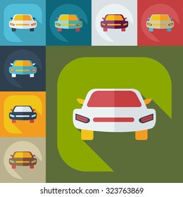 Flat modern design with shadow icons car