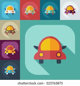 Flat modern design with shadow icons car