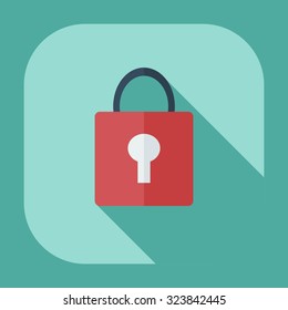 Flat modern design with shadow icons lock