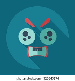 Flat modern design with shadow icons evil smiley