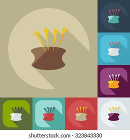 Flat modern design with shadow icons needle