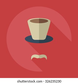 Flat modern design with shadow icons mustache hat
