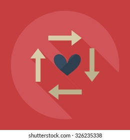 Flat modern design with shadow icons sign of love