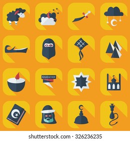 Flat modern design with shadow icons Ramadan