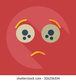 Flat modern design with shadow icons sad smiley