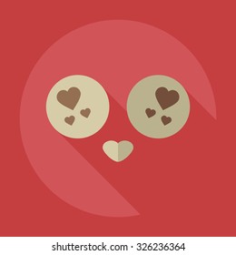 Flat modern design with shadow icons smiley in love