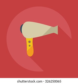Flat modern design with shadow icons hairdryer
