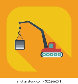 Flat modern design with shadow icons crane