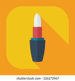 Flat modern design with shadow icons lipstick