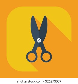 Flat modern design with shadow icons scissors