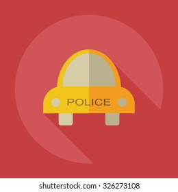 Flat modern design with shadow icons cop car