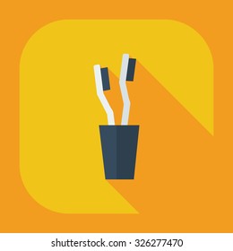 Flat modern design with shadow icons toothbrush
