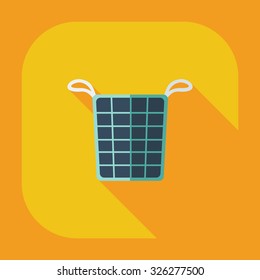 Flat modern design with shadow icons basket of dirty clothes