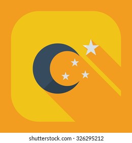 Flat modern design with shadow icons moon